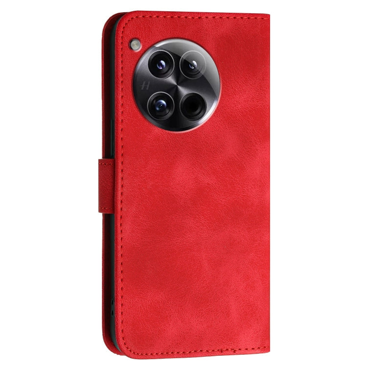 For OnePlus 12 Grid Butterfly Embossed Pattern Flip Leather Phone Case with Lanyard(Red) - OnePlus Cases by buy2fix | Online Shopping UK | buy2fix