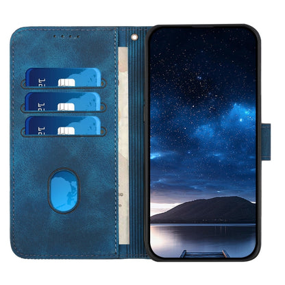 For iPhone 16e YX0080 Grid Butterfly Embossed Pattern Flip Leather Phone Case with Lanyard(Dark Blue) by buy2fix