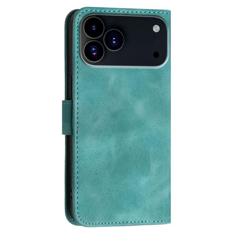 For iPhone 17 Pro Max YX0080 Grid Butterfly Embossed Pattern Flip Leather Phone Case with Lanyard(Light Blue) - iPhone 17 Pro Max Cases by buy2fix | Online Shopping UK | buy2fix