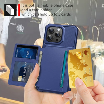 For iPhone 16 Pro Max Magnetic Wallet Card Bag Leather Phone Case(Blue) by buy2fix