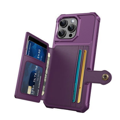 For iPhone 16 Pro Max Magnetic Wallet Card Bag Leather Phone Case(Purple) by buy2fix