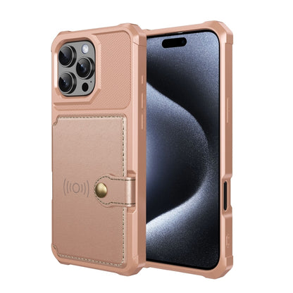 For iPhone 16 Pro Magnetic Wallet Card Bag Leather Phone Case(Rose Gold) by buy2fix