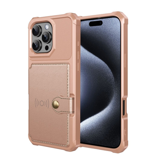 For iPhone 16 Pro Magnetic Wallet Card Bag Leather Phone Case(Rose Gold) by buy2fix
