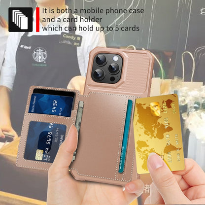For iPhone 16 Pro Magnetic Wallet Card Bag Leather Phone Case(Rose Gold) by buy2fix
