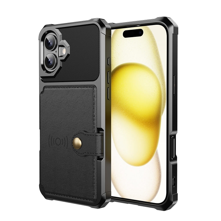For iPhone 16 Plus Magnetic Wallet Card Bag Leather Phone Case(Black) - iPhone 16 Plus Cases by buy2fix | Online Shopping UK | buy2fix