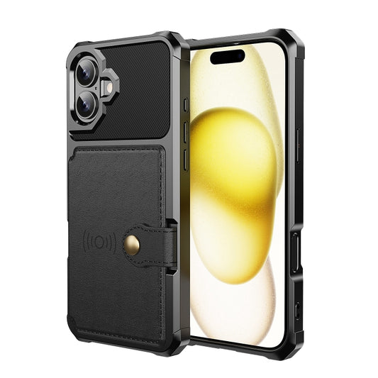 For iPhone 16 Plus Magnetic Wallet Card Bag Leather Phone Case(Black) - iPhone 16 Plus Cases by buy2fix | Online Shopping UK | buy2fix