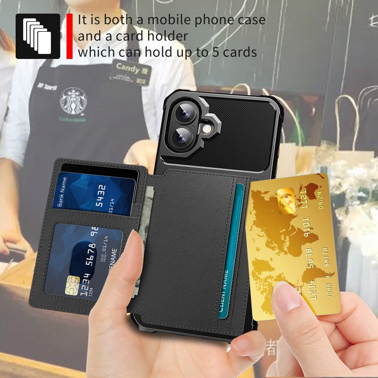 For iPhone 16 Plus Magnetic Wallet Card Bag Leather Phone Case(Black) - iPhone 16 Plus Cases by buy2fix | Online Shopping UK | buy2fix