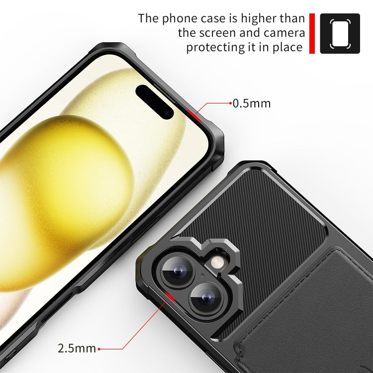 For iPhone 16 Plus Magnetic Wallet Card Bag Leather Phone Case(Black) - iPhone 16 Plus Cases by buy2fix | Online Shopping UK | buy2fix
