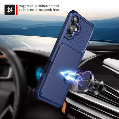 For iPhone 16 Plus Magnetic Wallet Card Bag Leather Phone Case(Blue) - iPhone 16 Plus Cases by buy2fix | Online Shopping UK | buy2fix