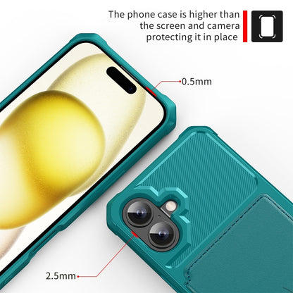 For iPhone 16 Plus Magnetic Wallet Card Bag Leather Phone Case(Cyan) - iPhone 16 Plus Cases by buy2fix | Online Shopping UK | buy2fix