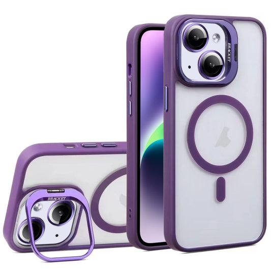 For iPhone 14 U1 Invisible Lens Holder Acrylic + TPU MagSafe Magnetic Phone Case(Dark Purple) by buy2fix
