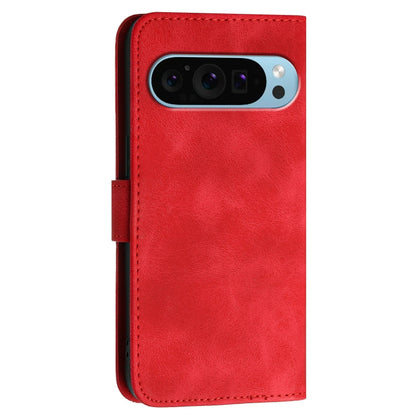 For Google Pixel 9 Pro XL Grid Butterfly Embossed Pattern Leather Phone Case with Lanyard(Red) by buy2fix