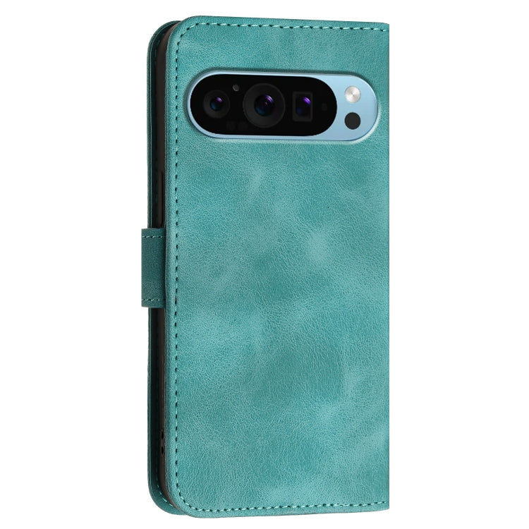 For Google Pixel 9 Pro XL Grid Butterfly Embossed Pattern Leather Phone Case with Lanyard(Light Blue) by buy2fix