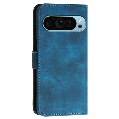 For Google Pixel 9 / 9 Pro Grid Butterfly Embossed Pattern Leather Phone Case with Lanyard(Dark Blue) by buy2fix