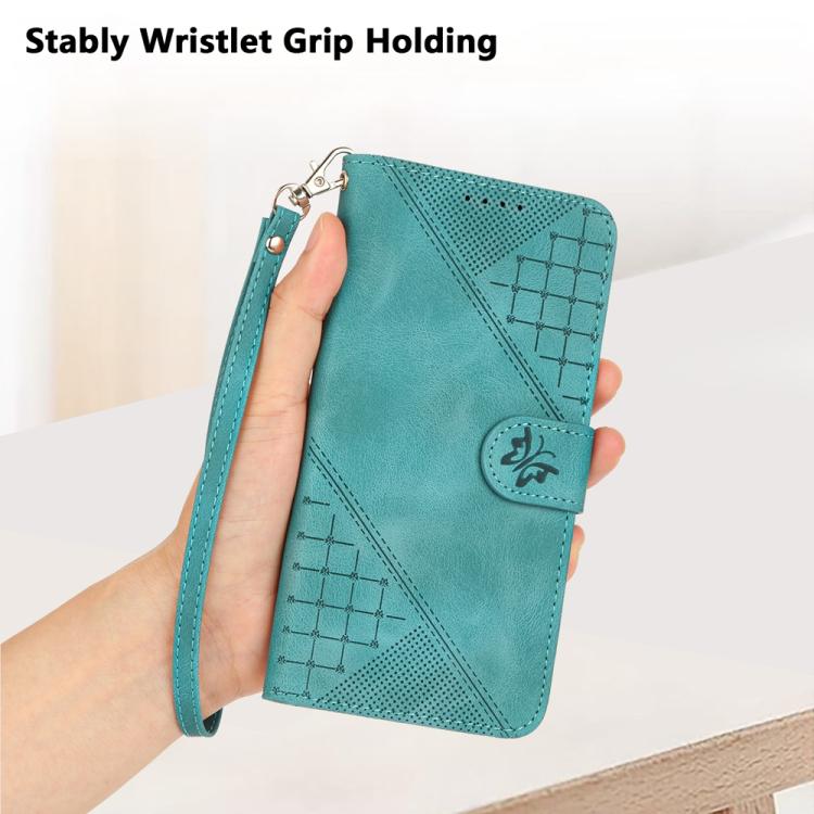 For Google Pixel 10 Pro XL Grid Butterfly Embossed Pattern Leather Phone Case with Lanyard(Light Blue) - Google Cases by buy2fix | Online Shopping UK | buy2fix
