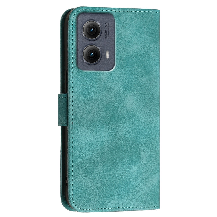 For Motorola Edge 2024 5G Global Grid Butterfly Embossed Pattern Leather Phone Case with Lanyard(Light Blue) by buy2fix