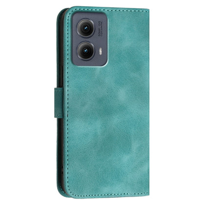 For Motorola Edge 2024 5G Global Grid Butterfly Embossed Pattern Leather Phone Case with Lanyard(Light Blue) by buy2fix