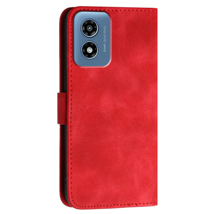 For Motorola Moto G Play 4G 2024 Grid Butterfly Embossed Pattern Leather Phone Case with Lanyard(Red) by buy2fix