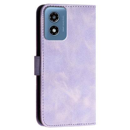 For Motorola Moto G Play 4G 2024 Grid Butterfly Embossed Pattern Leather Phone Case with Lanyard(Light Purple) by buy2fix