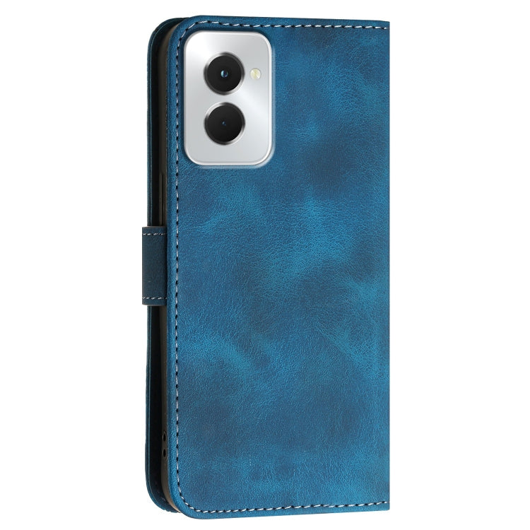 For Motorola Moto G Power 5G 2024 Grid Butterfly Embossed Pattern Leather Phone Case with Lanyard(Dark Blue) by buy2fix