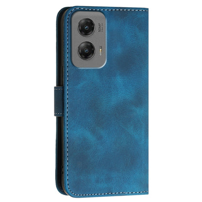 For Motorola Moto G Stylus 5G 2024 Grid Butterfly Embossed Pattern Leather Phone Case with Lanyard(Dark Blue) by buy2fix