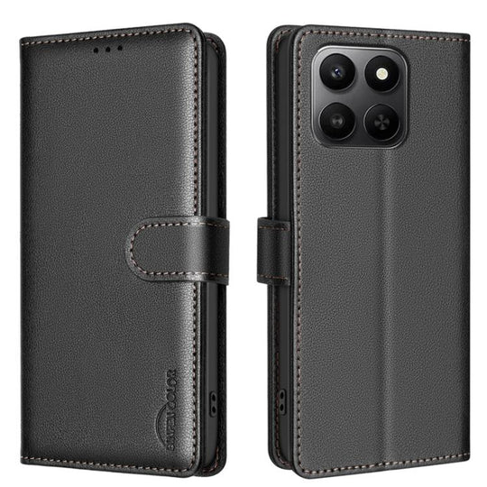 For Honor X7d 5G Litchi Texture RFID Anti-theft Leather Phone Case(Black)