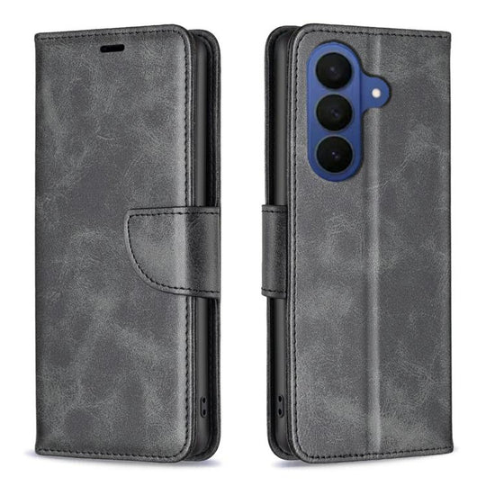 For Samsung Galaxy A37 5G Lambskin Texture Pure Color Flip Leather Phone Case(Black)
