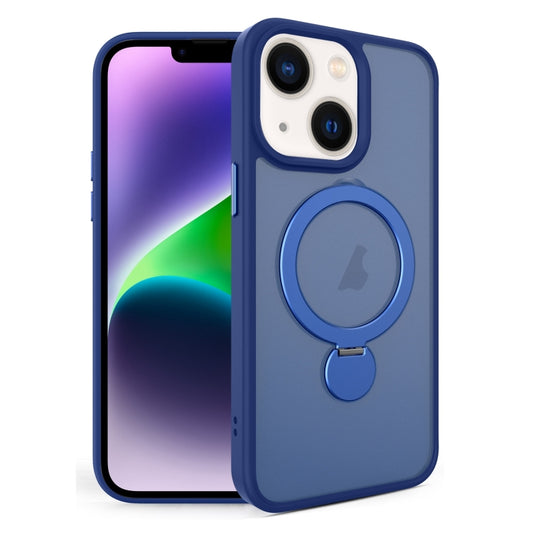 For iPhone 14 360 Degree Rotating MagSafe Magnetic Bracket Frosted Phone Case(Royal Blue) by buy2fix
