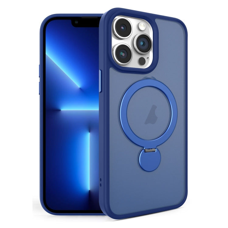 For iPhone 13 Pro 360 Degree Rotating MagSafe Magnetic Bracket Frosted Phone Case(Royal Blue) by buy2fix