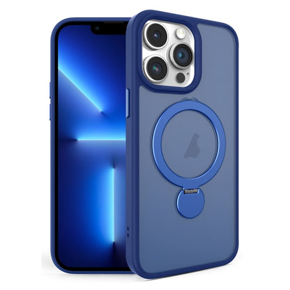 For iPhone 13 Pro 360 Degree Rotating MagSafe Magnetic Bracket Frosted Phone Case(Royal Blue) by buy2fix