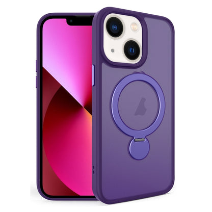 For iPhone 13 360 Degree Rotating MagSafe Magnetic Bracket Frosted Phone Case(Dark Purple) by buy2fix