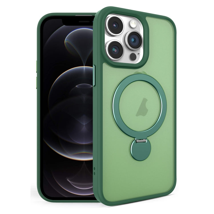 For iPhone 12 Pro 360 Degree Rotating MagSafe Magnetic Bracket Frosted Phone Case(Green) by buy2fix