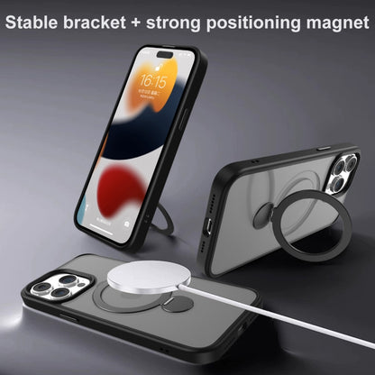 For iPhone 13 Pro 360 Degree Rotating MagSafe Magnetic Bracket Frosted Phone Case(Royal Blue) by buy2fix