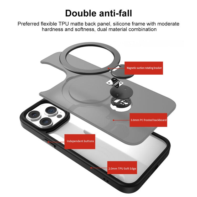 For iPhone 14 360 Degree Rotating MagSafe Magnetic Bracket Frosted Phone Case(Royal Blue) by buy2fix