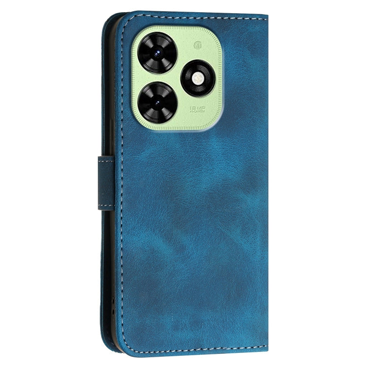 For Tecno Spark Go 2024 4G Grid Butterfly Embossed Pattern Leather Phone Case with Lanyard(Dark Blue) by buy2fix