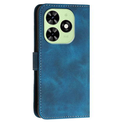 For Tecno Spark Go 2024 4G Grid Butterfly Embossed Pattern Leather Phone Case with Lanyard(Dark Blue) by buy2fix