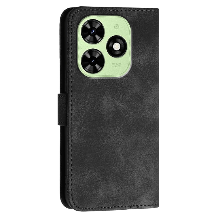 For Tecno Spark Go 2024 4G Grid Butterfly Embossed Pattern Leather Phone Case with Lanyard(Black) by buy2fix