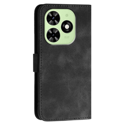 For Tecno Spark Go 2024 4G Grid Butterfly Embossed Pattern Leather Phone Case with Lanyard(Black) by buy2fix