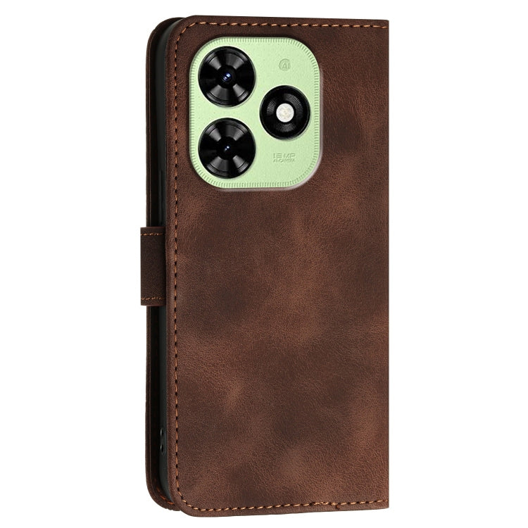 For Tecno Spark Go 2024 4G Grid Butterfly Embossed Pattern Leather Phone Case with Lanyard(Coffee) by buy2fix