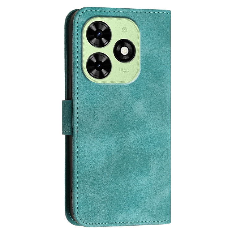 For Tecno Spark Go 2024 4G Grid Butterfly Embossed Pattern Leather Phone Case with Lanyard(Light Blue) by buy2fix