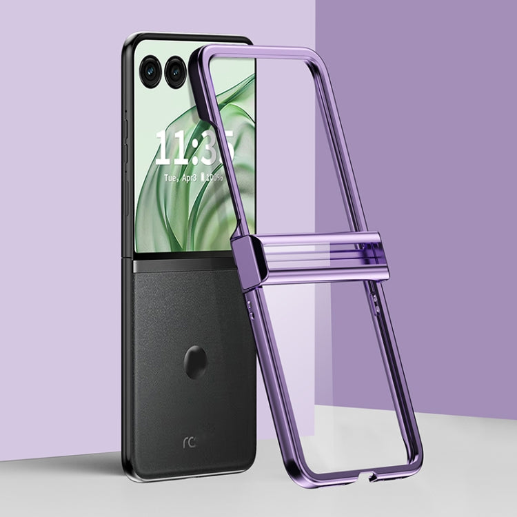 For Motorola Razr 50 Ultra Three Parts 6D Electroplating PC Shockproof Phone Case(Purple) by buy2fix
