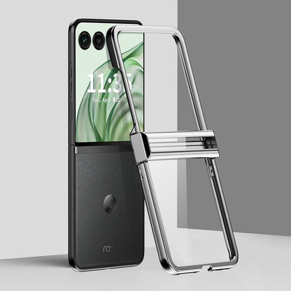 For Motorola Razr 50 Ultra Three Parts 6D Electroplating PC Shockproof Phone Case(Silver) - Motorola Cases by buy2fix | Online Shopping UK | buy2fix