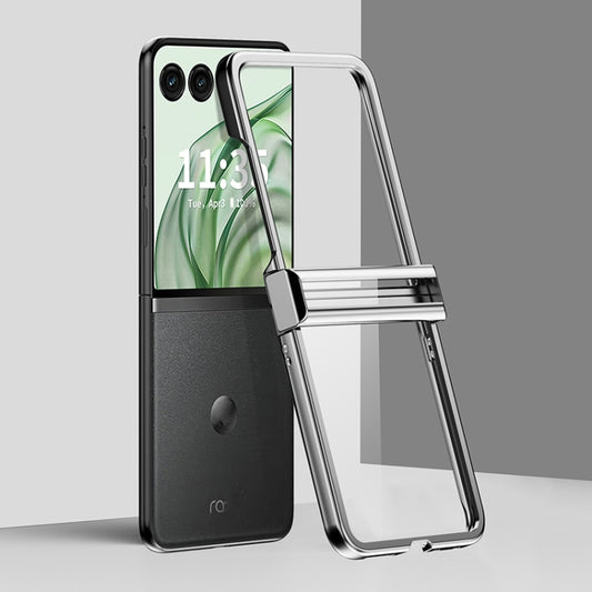 For Motorola Razr 50 Ultra Three Parts 6D Electroplating PC Shockproof Phone Case(Silver) - Motorola Cases by buy2fix | Online Shopping UK | buy2fix