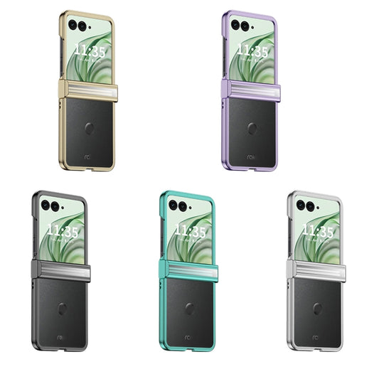 For Motorola Razr 50 Ultra Three Parts 6D Electroplating PC Shockproof Phone Case(Silver) - Motorola Cases by buy2fix | Online Shopping UK | buy2fix