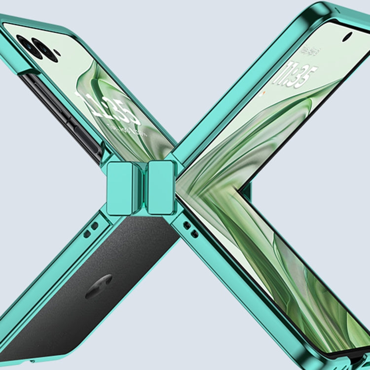 For Motorola Razr 50 Ultra Three Parts 6D Electroplating PC Shockproof Phone Case(Green) - Motorola Cases by buy2fix | Online Shopping UK | buy2fix