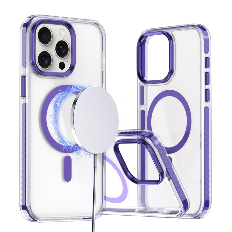 For iPhone 15 Pro Max Two-color TPU Hybrid PC MagSafe Phone Case(Purple) - iPhone 15 Pro Max Cases by buy2fix | Online Shopping UK | buy2fix