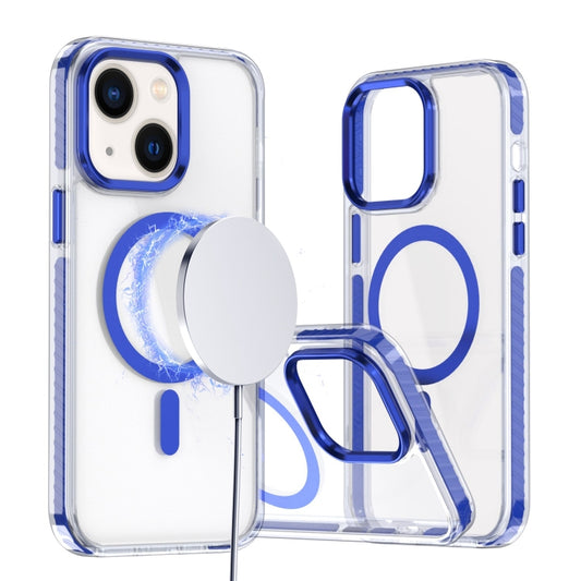 For iPhone 14 / 13 Two-color TPU Hybrid PC MagSafe Phone Case(Blue) - iPhone 14 Cases by buy2fix | Online Shopping UK | buy2fix