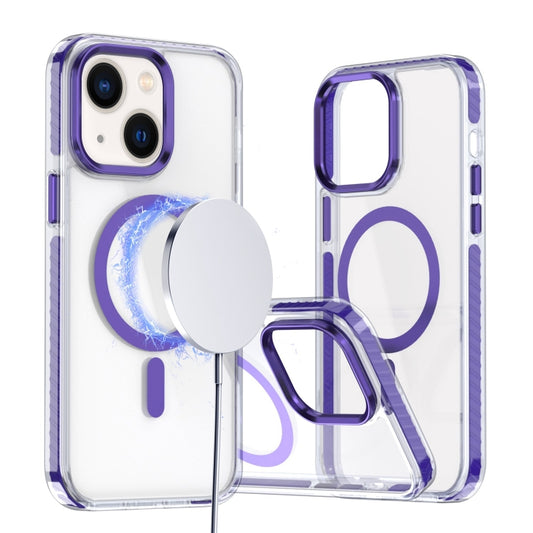 For iPhone 14 / 13 Two-color TPU Hybrid PC MagSafe Phone Case(Purple) - iPhone 14 Cases by buy2fix | Online Shopping UK | buy2fix