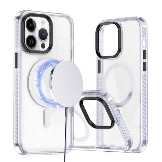 For iPhone 12 / 12 Pro Two-color TPU Hybrid PC MagSafe Phone Case(White) - iPhone 12 / 12 Pro Cases by buy2fix | Online Shopping UK | buy2fix