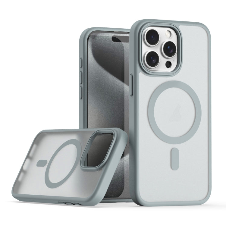 For iPhone 15 Pro Max TPU Hybrid PC Inner Magnetic MagSafe Phone Case(Grey) by buy2fix